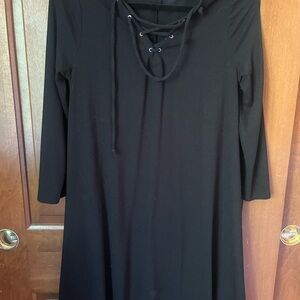 Old Navy Black Long Sleeve Dress with Lace-Up Front